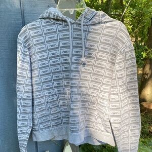 Gray Hoodie Cassette Tape Graphic - S